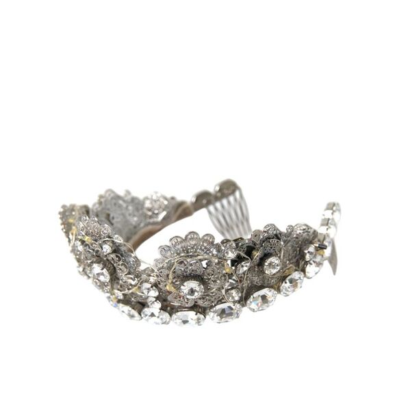Dolce & Gabbana Silver Tiara Crystals Fruits Black Mesh Diadem Headband